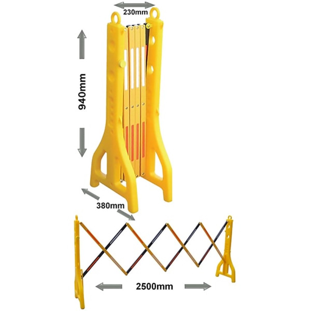 Plastic Accordion Barrier Yellow Foldable Pop-Up Barrier