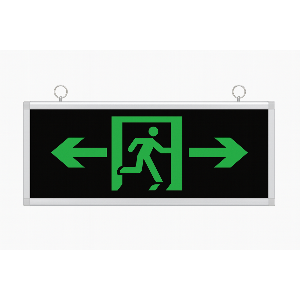 Double Sided LED Emergency Exit Sign Green Light Rechargeable Panel RBR1705 Double Sided LED Emergency Exit Sign Green Light Rechargeable Panel RBR1705