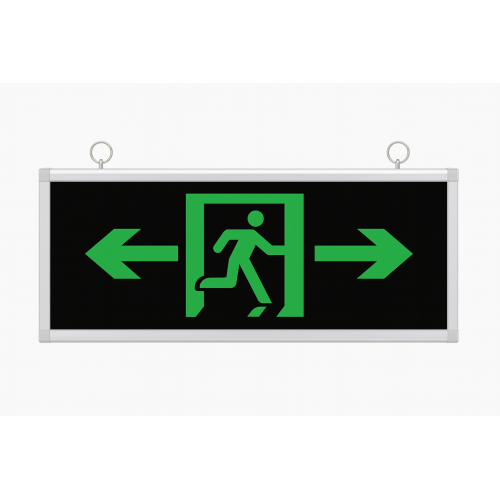 Double Sided LED Emergency Exit Sign Green Light Rechargeable Panel RBR1705