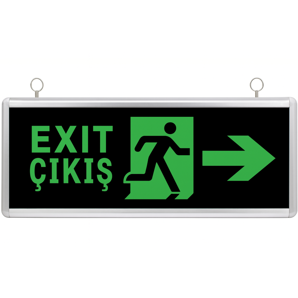 Green LED Exit Emergency Sign Right Direction Double-Sided, Rechargeable RBR1700 Green LED Exit Emergency Sign Right Direction Double-Sided, Rechargeable RBR1700