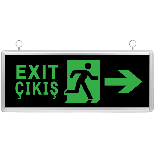 Green LED Exit Emergency Sign Right Direction Double-Sided, Rechargeable RBR1700 