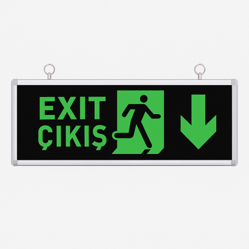 Exit Emergency LED Sign Downward Direction Rechargeable Model RBR1706