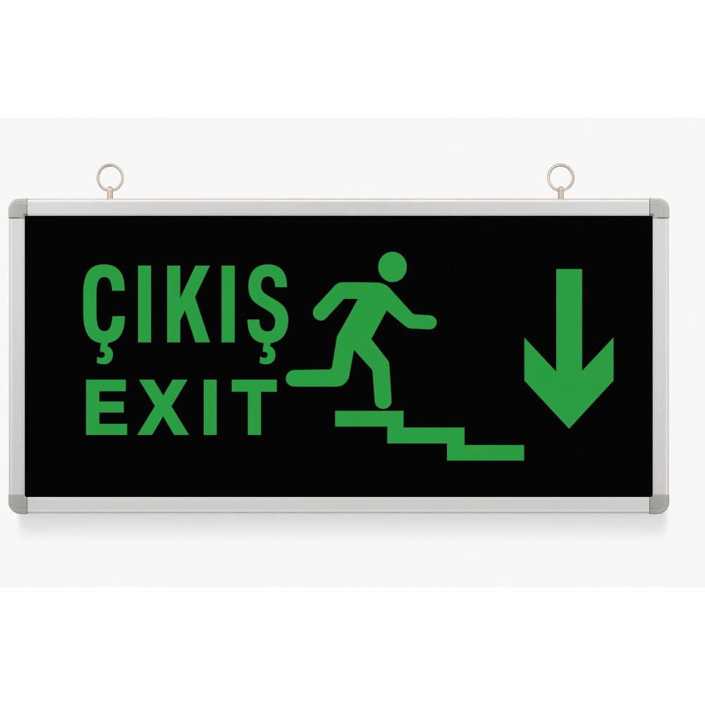 Downward Staircase Exit Emergency LED Sign Rechargeable Green LED RBR1703 Downward Staircase Exit Emergency LED Sign Rechargeable Green LED RBR1703
