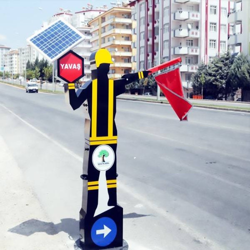 Flag Waving Robot Highways Warning Robot