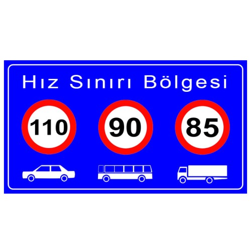 Hız Sınırı Levhasının Anlamı Hız Sınırı Bölgesi Trafik Bilgi İşareti Levhası (100-90-85) B-56a