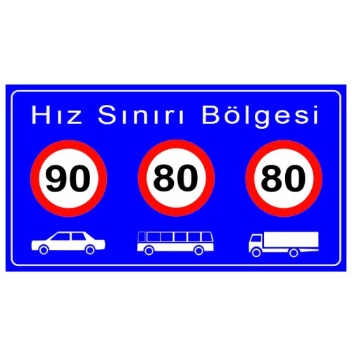 Hız Sınırı Bölgesi Nedir Trafik Bilgi İşareti Levhası Hız Sınırı Tabelası Fiyatı (90-80-80) B-56a