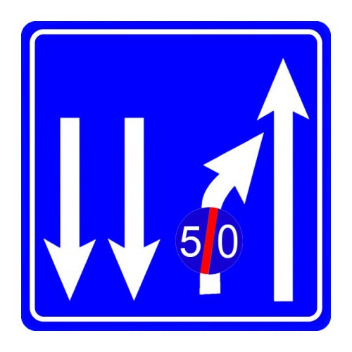 Asgari Hız Sonu Levhası 50 km Şerit Düzenleme Bilgi İşareti Tabelası Fiyat B-50d