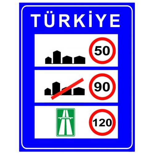 Türkiye Hız Sınırları Levhası Anlamı Trafik Bilgi İşareti Tabelası Fiyatı B-8c
