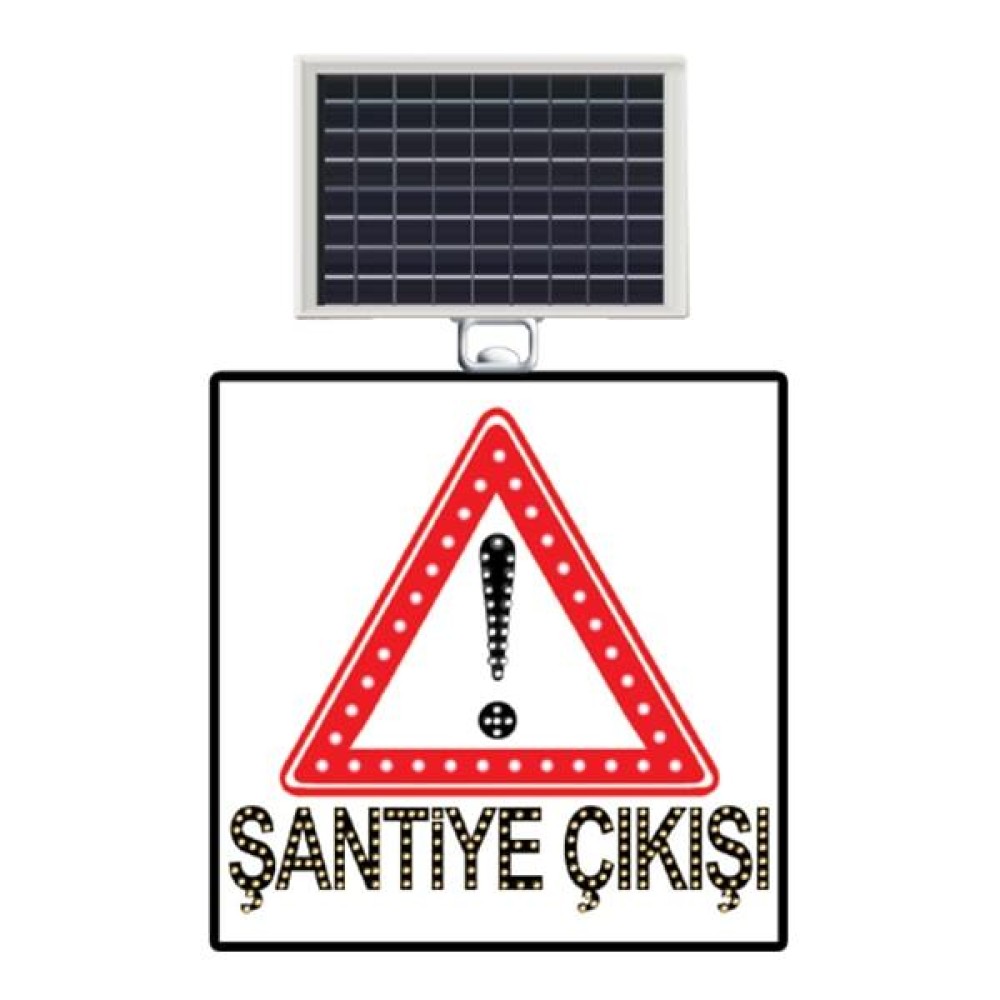 Güneş Enerjili Ledli Dikkat Şantiye Çıkışı Trafik Levhası