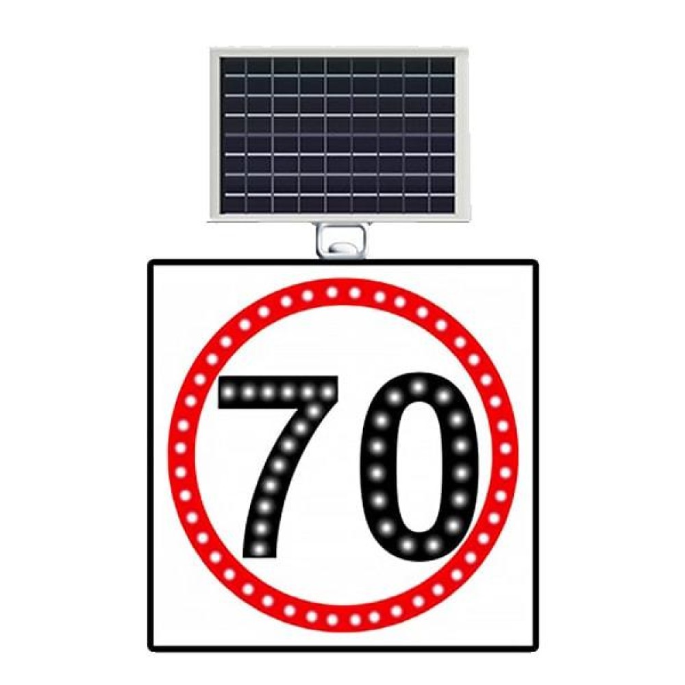 Güneş Enerjili Ledli Hız Limiti 70 Km Trafik Levhası TT-29
