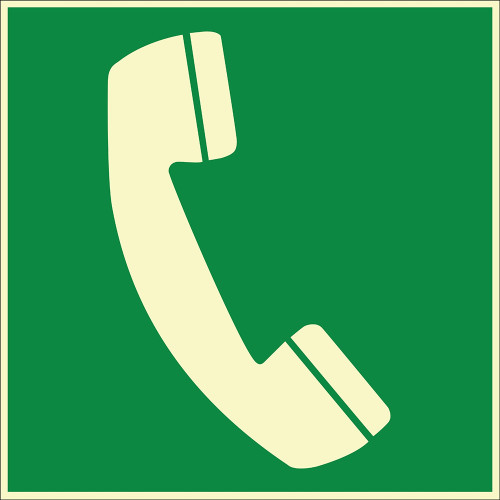 Fosforlu Acil Durum Telefonu İşareti Levhası Tabelası Etiketi EF1967