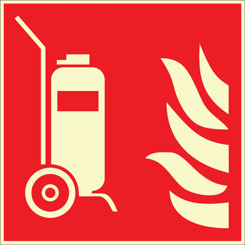 Phosphorescent Wheeled Fire Extinguisher Sign Board Sign Sticker EF2680