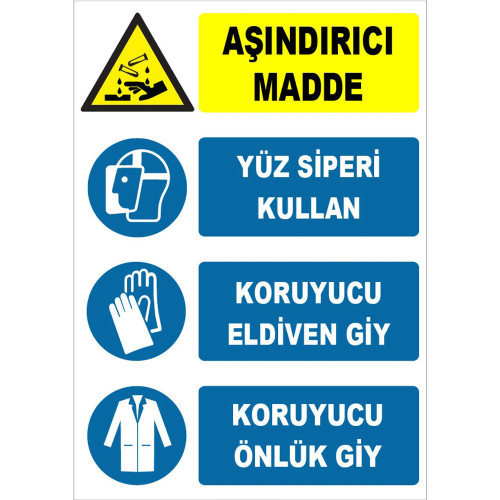 Abrasive Substance Use Face Shield Wear Protective Gloves Wear Apron Sign Board Sign Label ZY1924
