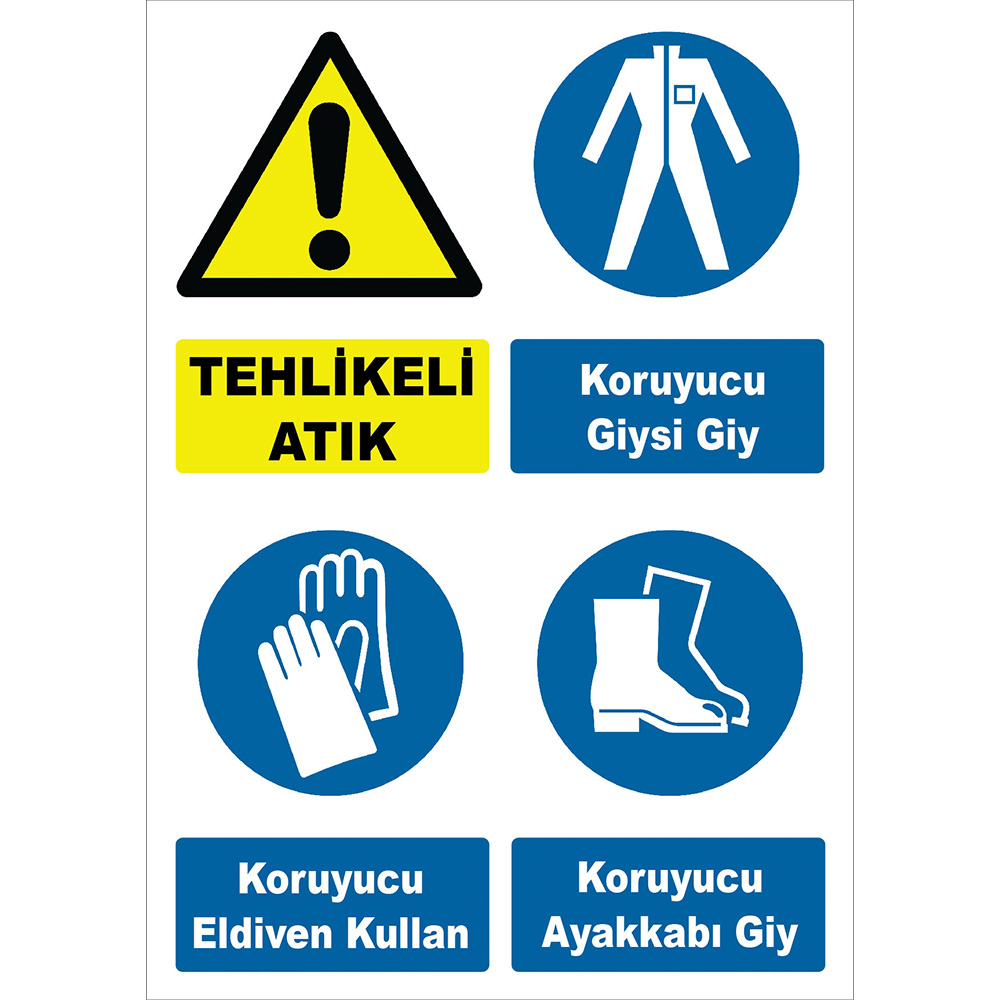 Attention Hazardous Waste Protective Clothing Gloves Wear Shoes Sign Board Sign Label YT7762 Attention Hazardous Waste Protective Clothing Gloves Wear Shoes Sign Board Sign Label YT7762