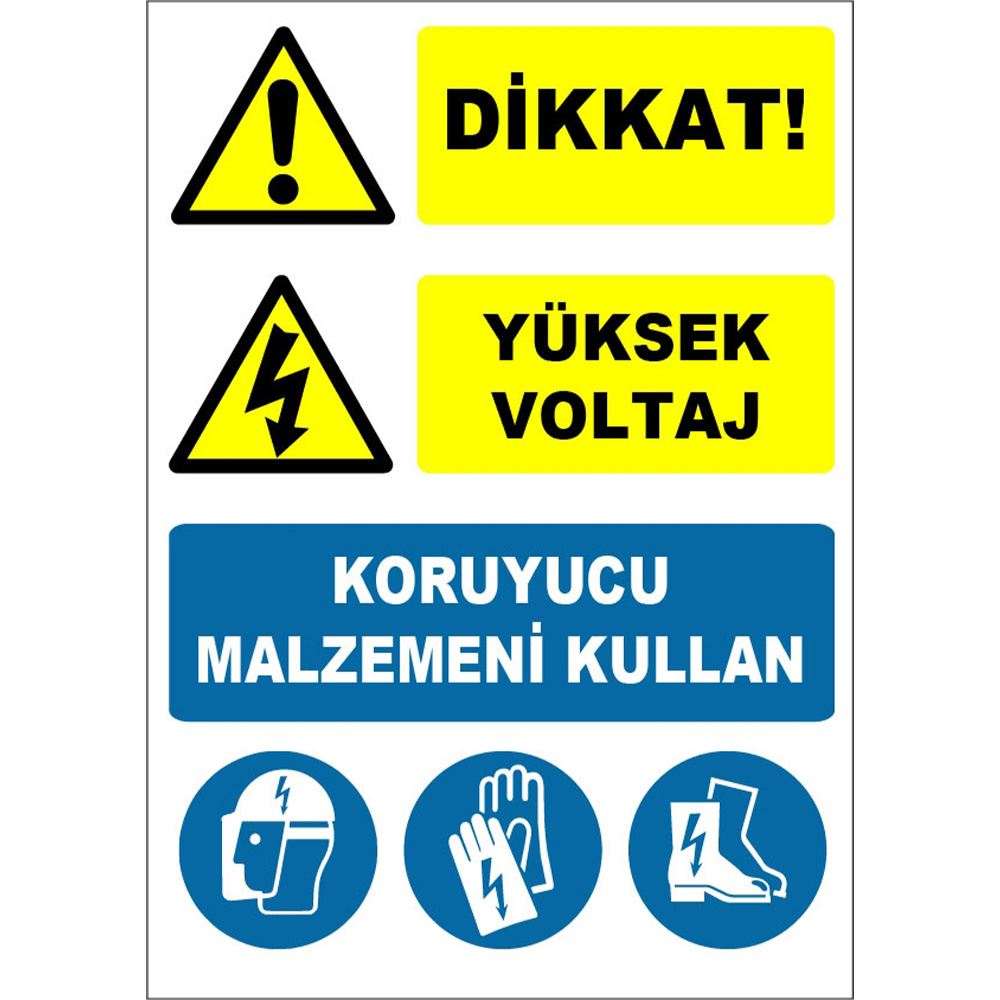 Attention Use Your High Voltage Protective Material Hard Hat Face Shield Gloves Shoe Sign Board Sign Sticker EF1506 Attention Use Your High Voltage Protective Material Hard Hat Face Shield Gloves Shoe Sign Board Sign Sticker EF1506