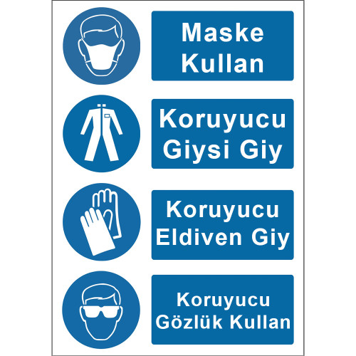 Protective Mask Clothing Gloves Glasses Use Sign Board Sign Sticker KKD4063