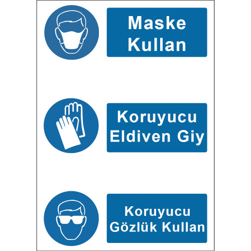 Mask Protective Gloves Use Glasses Sign Board Sign Sticker KKD4059