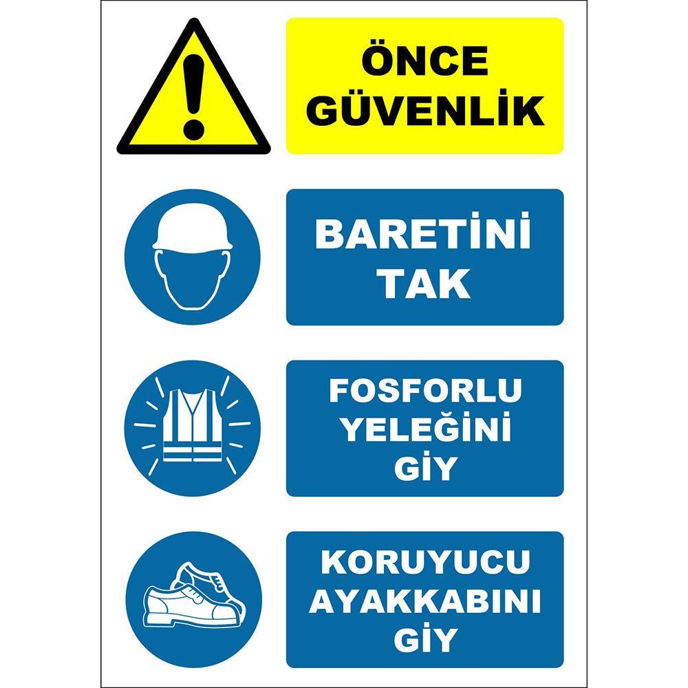 First Put on Your Safety Helmet Put on Your Phosphorescent Vest Put on Your Protective Shoes Sign Board Sign Label EF1141 First Put on Your Safety Helmet Put on Your Phosphorescent Vest Put on Your Protective Shoes Sign Board Sign Label EF1141