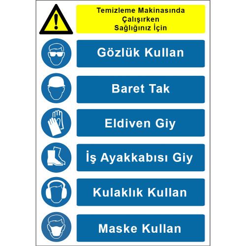 Use PPE Sign Board Signage Label KKD4054 When Working On The Cleaning Machine