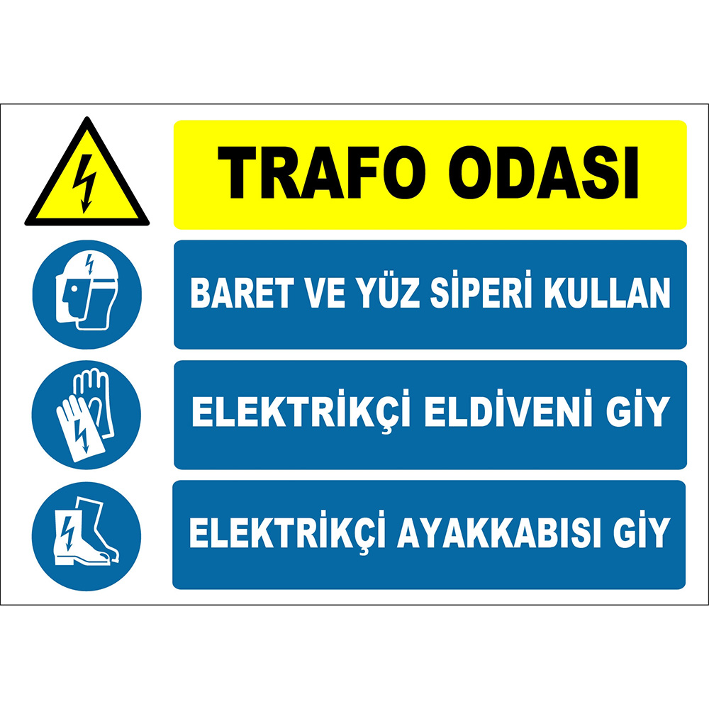 Transformer Room Use Hard Hat and Face Visor Wear Electrician Gloves Wear Electrician Shoes Sign Board Sign Label ZY2486 Transformer Room Use Hard Hat and Face Visor Wear Electrician Gloves Wear Electrician Shoes Sign Board Sign Label ZY2486