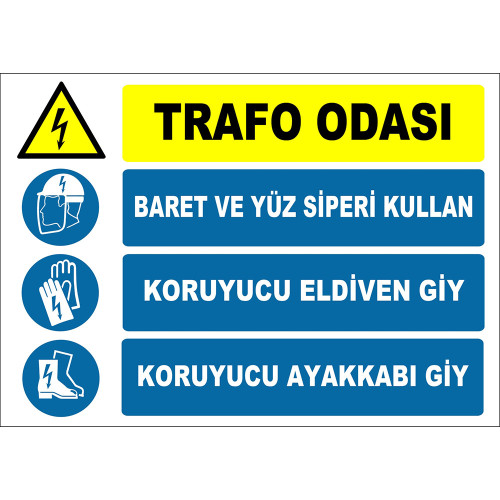 Transformer Room Use Hard Hat and Face Shield Wear Protective Gloves Wear Protective Shoes Sign Board Sign Label ZY2483