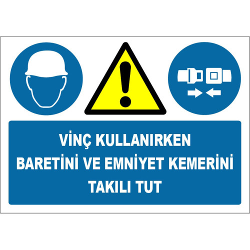 Keep Your Hard Hat and Seat Belt On When Using the Crane Sign Board Sign Label ZY14100