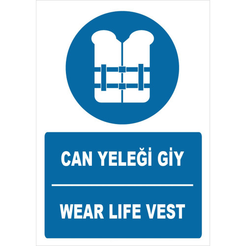 Turkish English Wear Life Jacket Sign Board Sign Sticker ZY1389