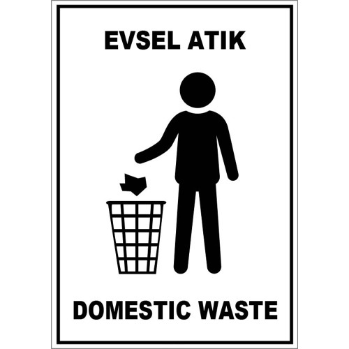 Turkish English Household Waste Sign Board Label EF1923