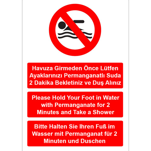 Turkish English Sign Board Sign Label Label KT2068 Before Entering The Pool