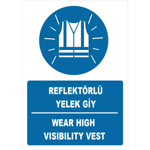 Turkish English Wear Vest With Reflector Sign Board Sign Label ZY1387