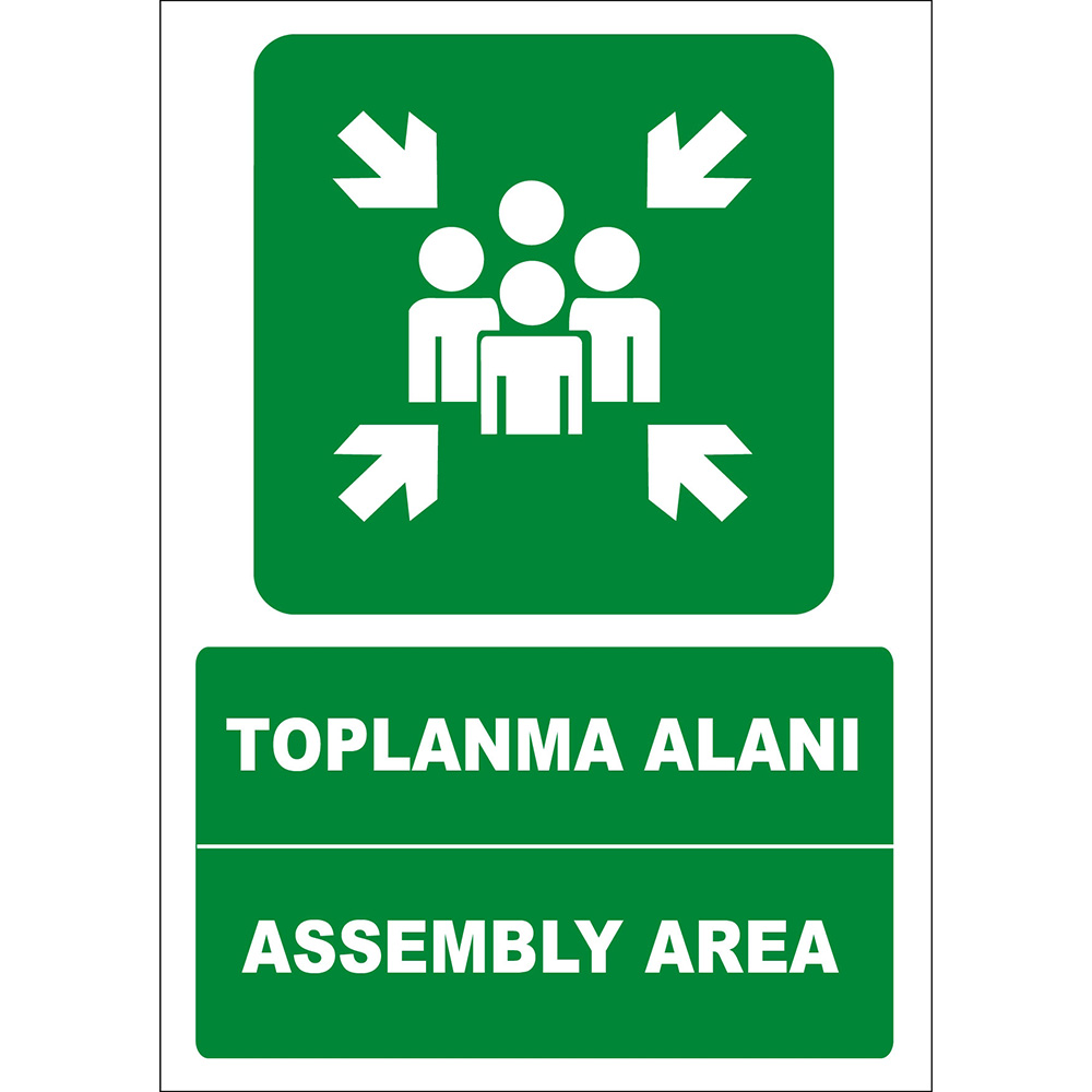 Turkish English Assembly Area Sign Board Label EF1475 Turkish English Assembly Area Sign Board Label EF1475
