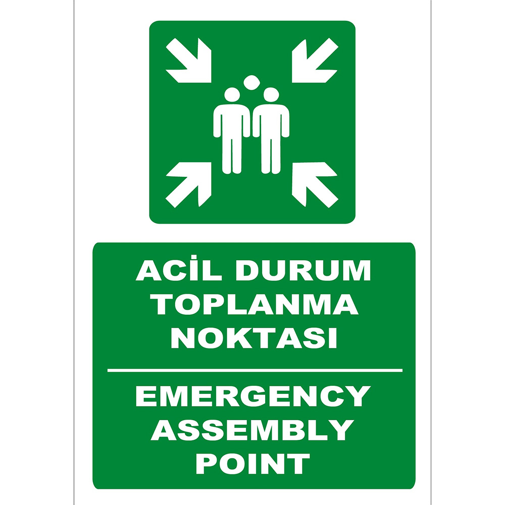 Turkish English Emergency Gathering Point Sign Sign Sign Label YT7153 Turkish English Emergency Gathering Point Sign Sign Sign Label YT7153