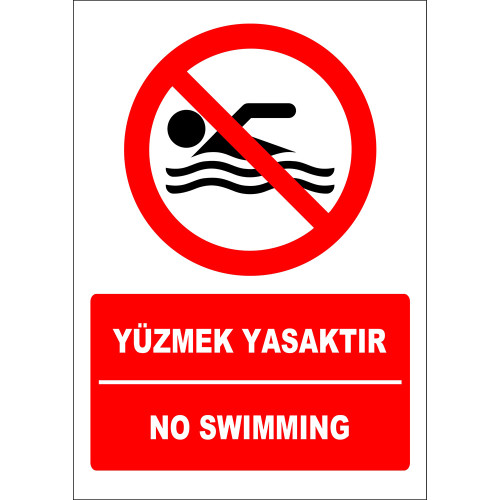 Turkish English It Is Forbidden to Swim Sign Board Label EF2261