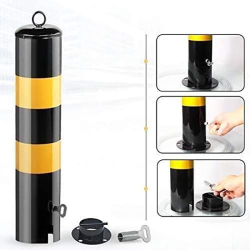 Kilitli Otopark Direği Çıkan Ankrajlı Bariyer Park Demiri Sabit Metal Duba 114mm 50 cm
