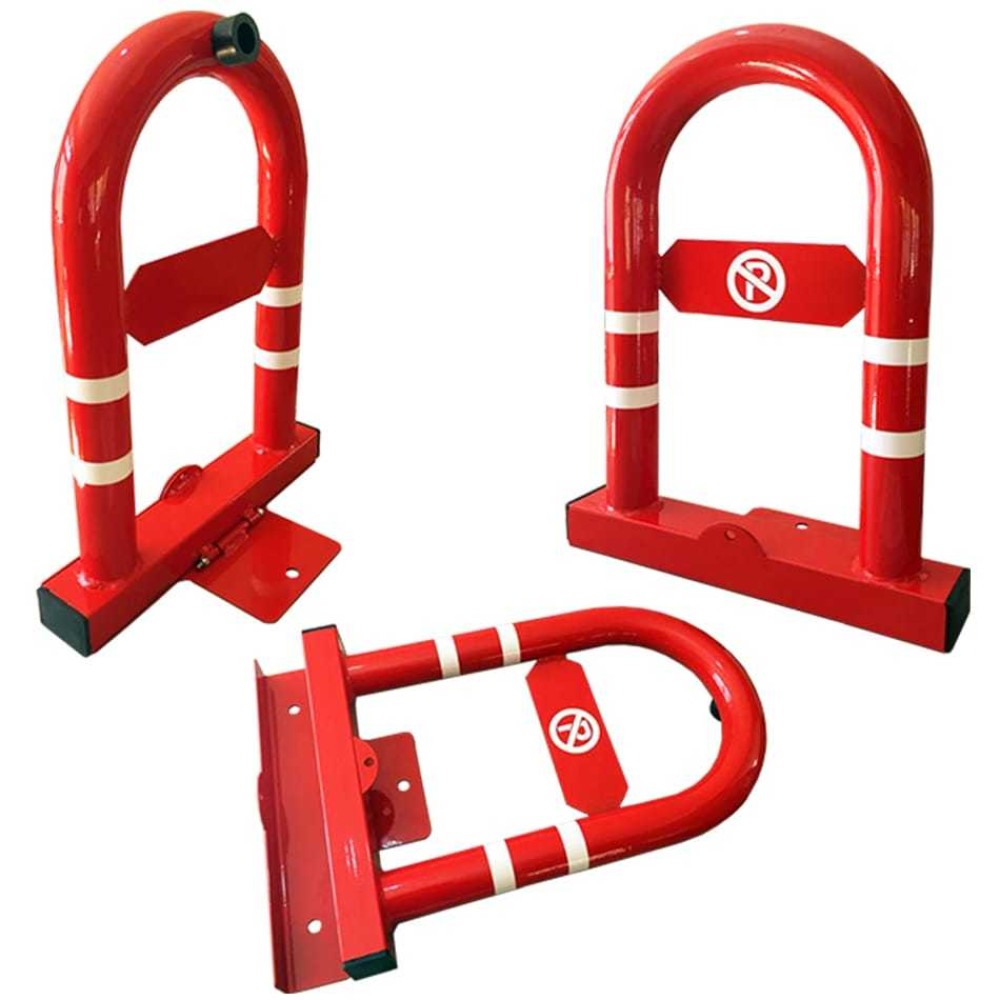 Parking Barrier Parking Iron Locked Reclining Barrier (2 PCS) Red