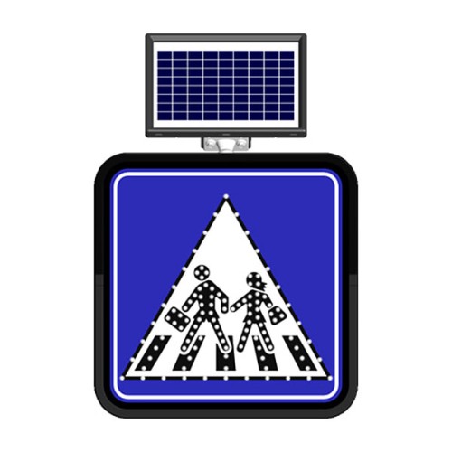 Okul Geçidi Trafik İşareti Tabelası Güneş Enerjili Ledli Solar Trafik Levhası
