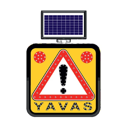 Işıklı Yavaş Tabelası Güneş Enerjili Ledli Solar Trafik Levhası İşareti Evelux