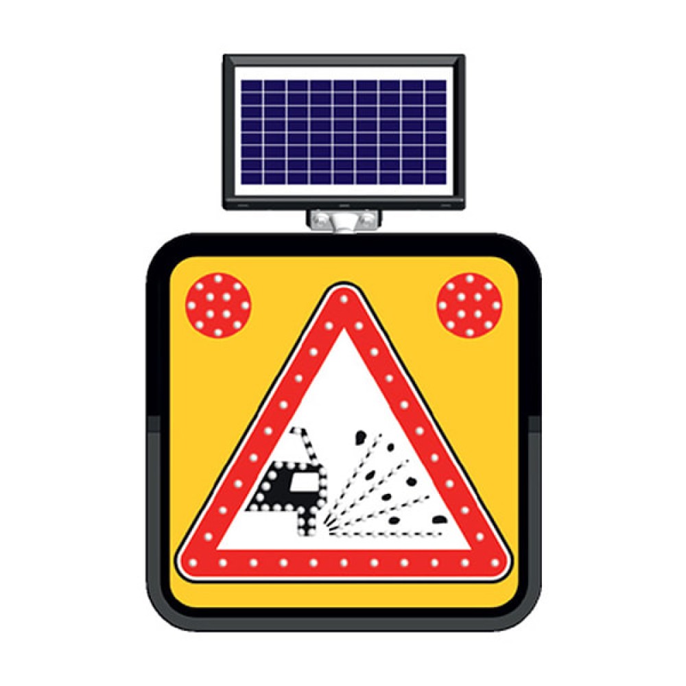 Güneş Enerjili Ledli Gevşek Malzemeli Zemin Levhası Trafik Tabelası