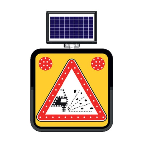 Gevşek Malzemeli Zemin Tabelası Güneş Enerjili Ledli Solar Trafik Levhası