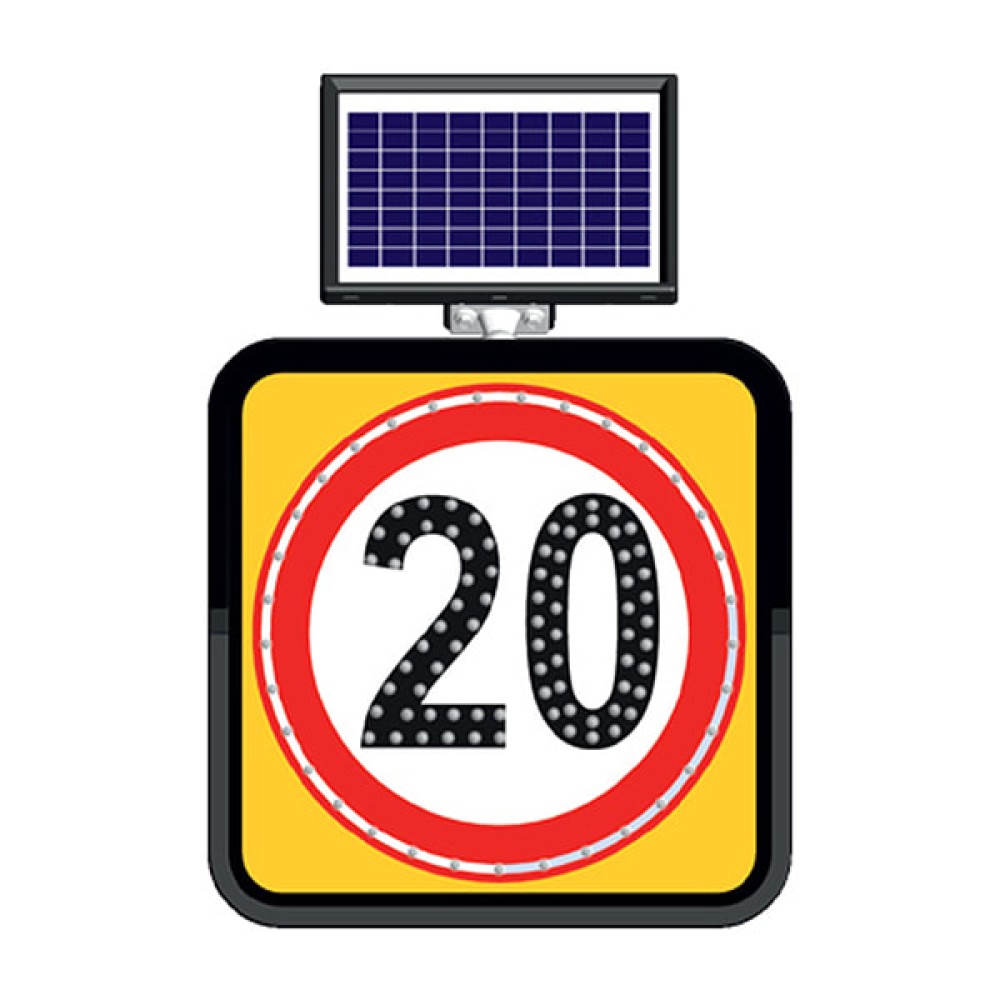 Solar Powered Led Maximum Speed Limitation 20 km Sign Traffic Sign