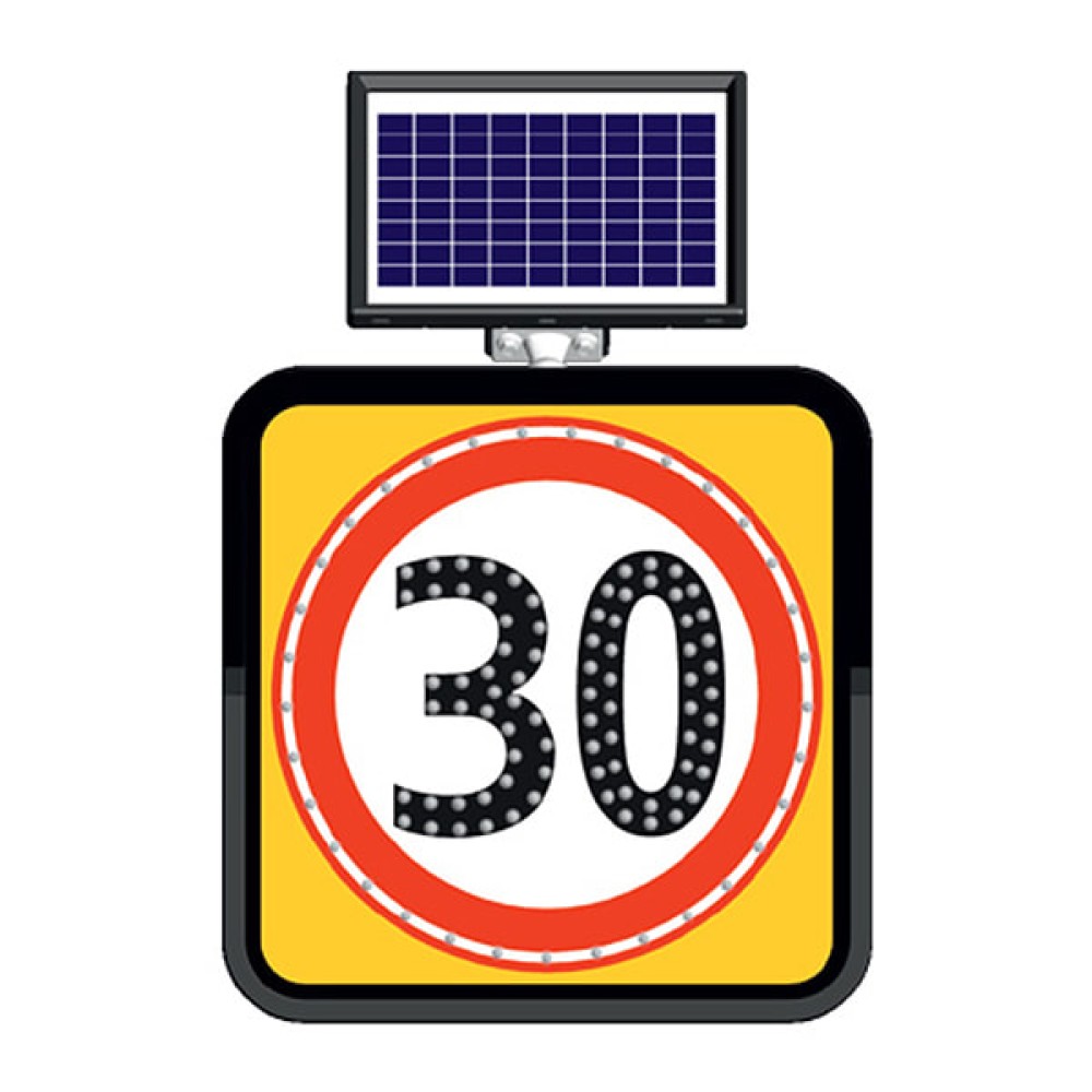Güneş Enerjili Ledli Azami Hız Sınırlaması 30 km Levhası Trafik Tabelası