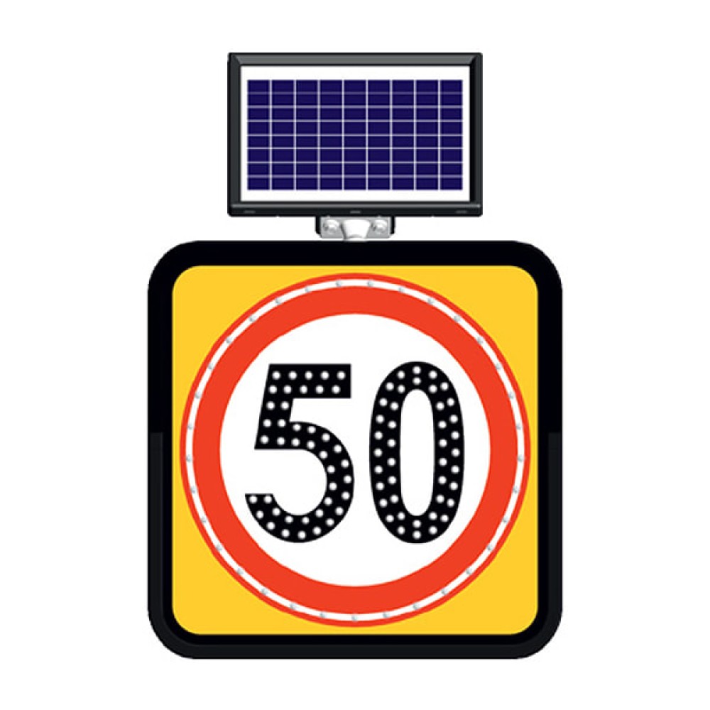 Güneş Enerjili Ledli Azami Hız Sınırlaması 50 km Levhası Trafik Tabelası