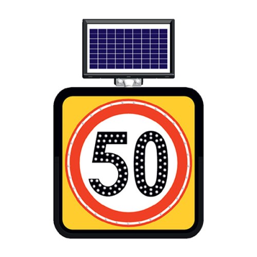 Azami Hız Sınırlaması 50 km Güneş Enerjili Ledli Solar Trafik Levhası