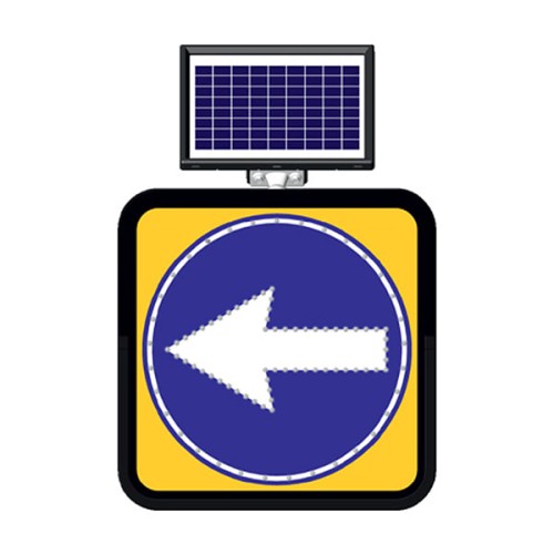 Sola Mecburi Yön Tabelası İşareti Güneş Enerjili Ledli Solar Trafik Levhası