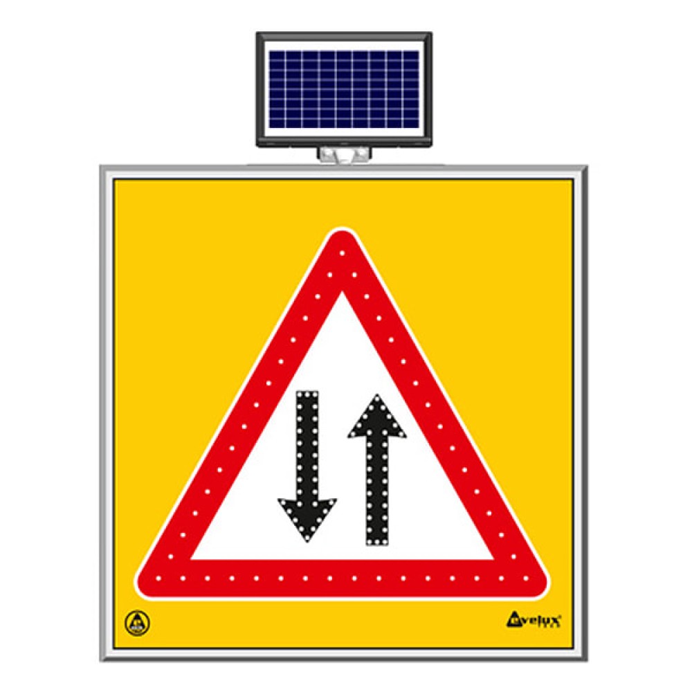 İki Yönlü Trafik İşaret Levhası Güneş Enerjili Ledli İki Yönlü Trafik Levhası