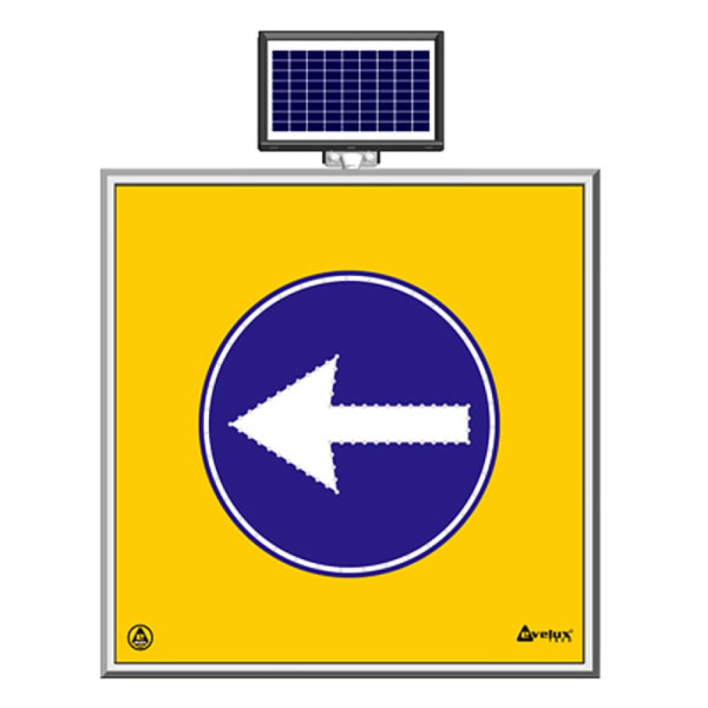 Solar Energy Led Left Mandatory Traffic Road Maintenance Warning Sign