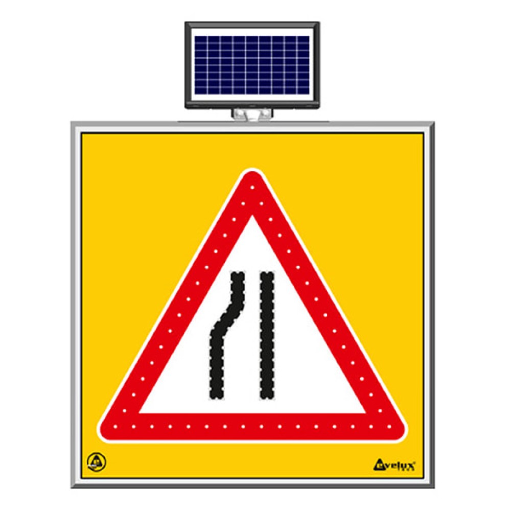 Soldan Daralan Kaplama Güneş Enerjili Ledli Trafik Levhası Tabelası Fiyatı