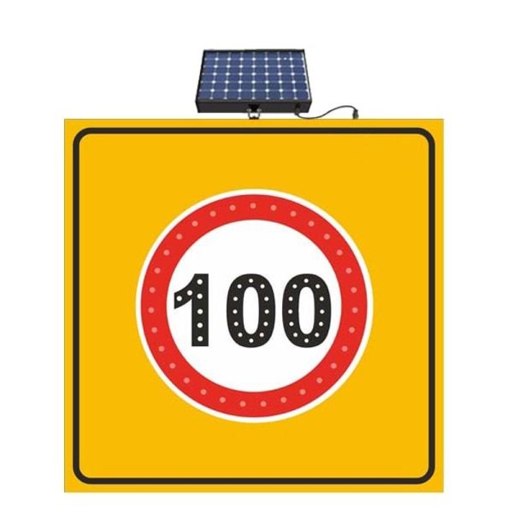 Güneş Enerjili Ledli Hız Sınırı 100 Km Yol Bakım Trafik Uyarı Levhası