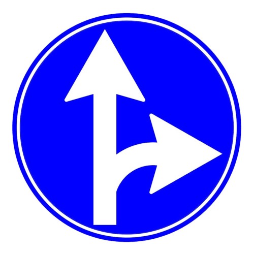 Forward and Right Mandatory Direction Sign Parking Lot Sign
