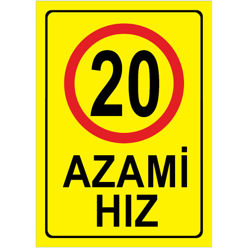 Maximum Speed Limit Signboard 20 km Maximum Speed Limit Signboard Yellow AHS20